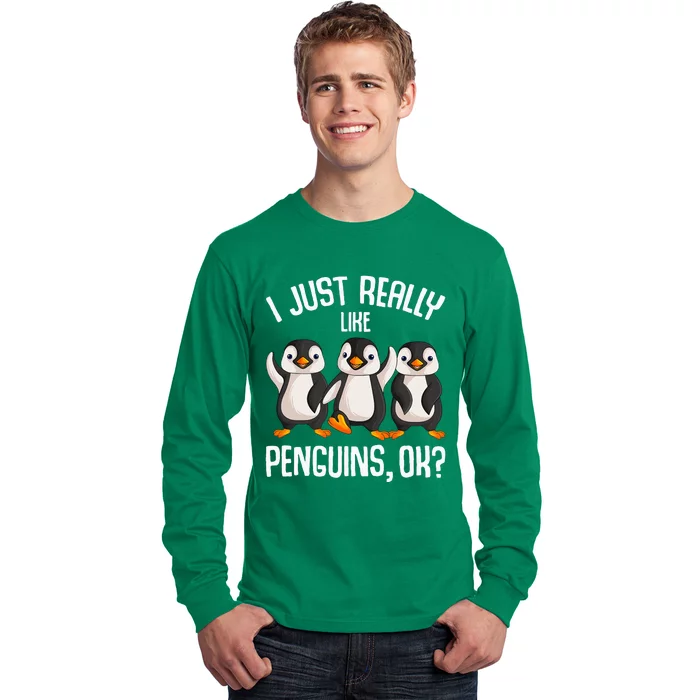 I Just Really Like Penguins Kids Girl Women Penguin Long Sleeve Shirt