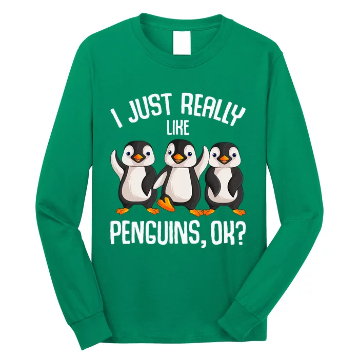 I Just Really Like Penguins Kids Girl Women Penguin Long Sleeve Shirt