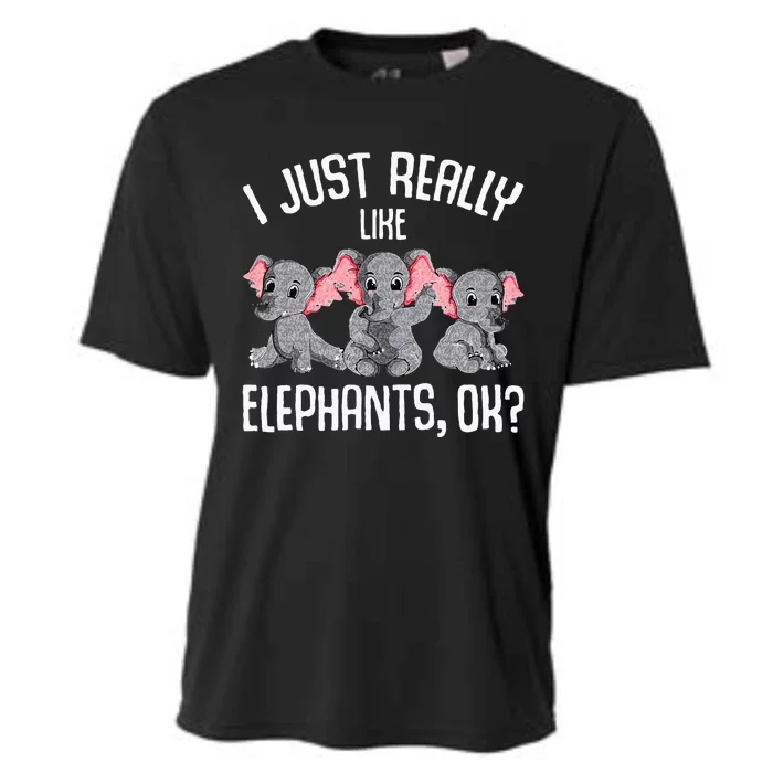 I Just Really Like Elephants Kids Girls Elephant Lover Cooling Performance Crew T-Shirt