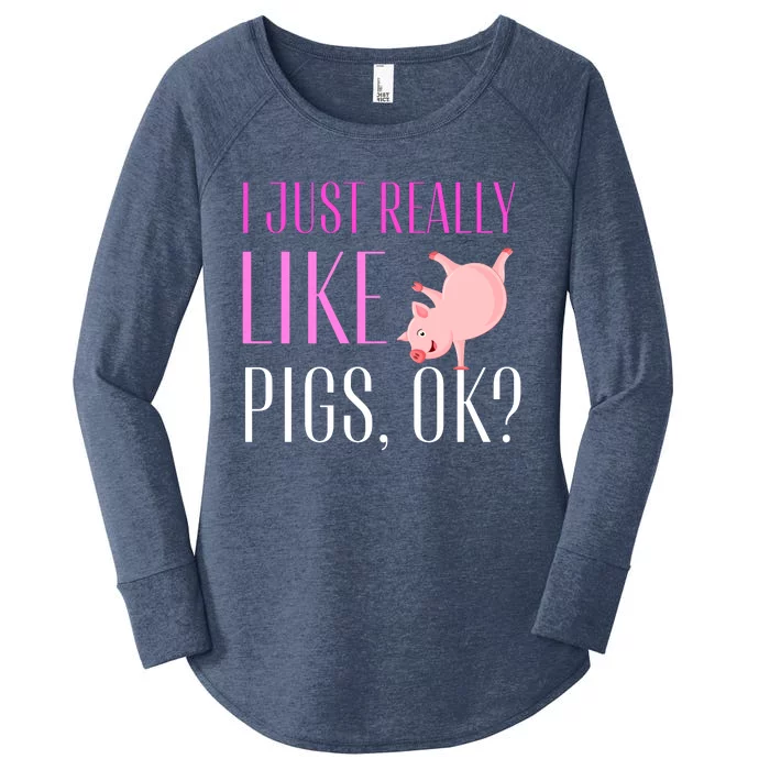 I Just Really Like Pigs Ok? Cute Pink Pigs Women's Perfect Tri Tunic Long Sleeve Shirt