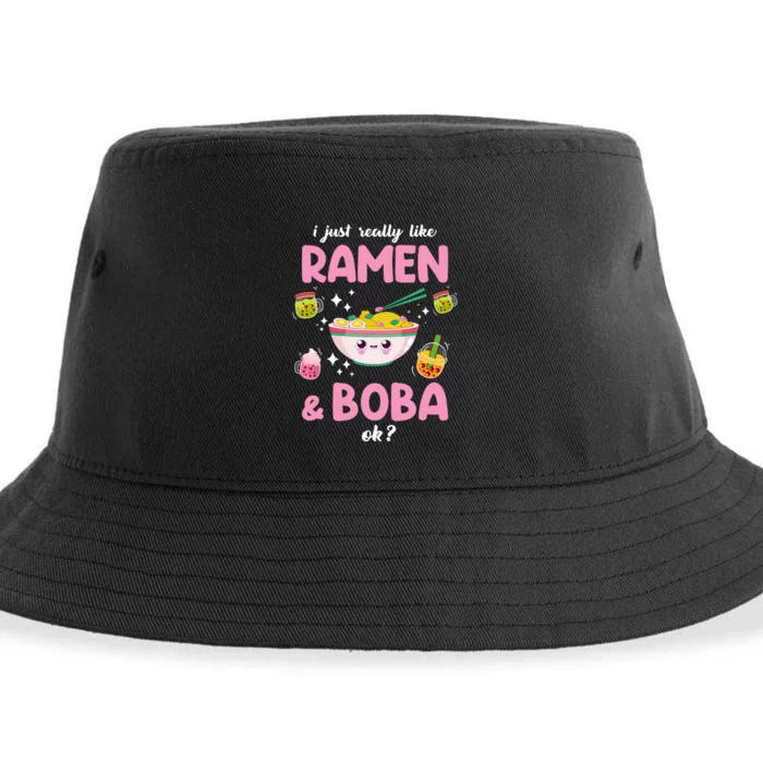 I Just Really Like Ramen And Boba Ok Bubble Tea Sustainable Bucket Hat