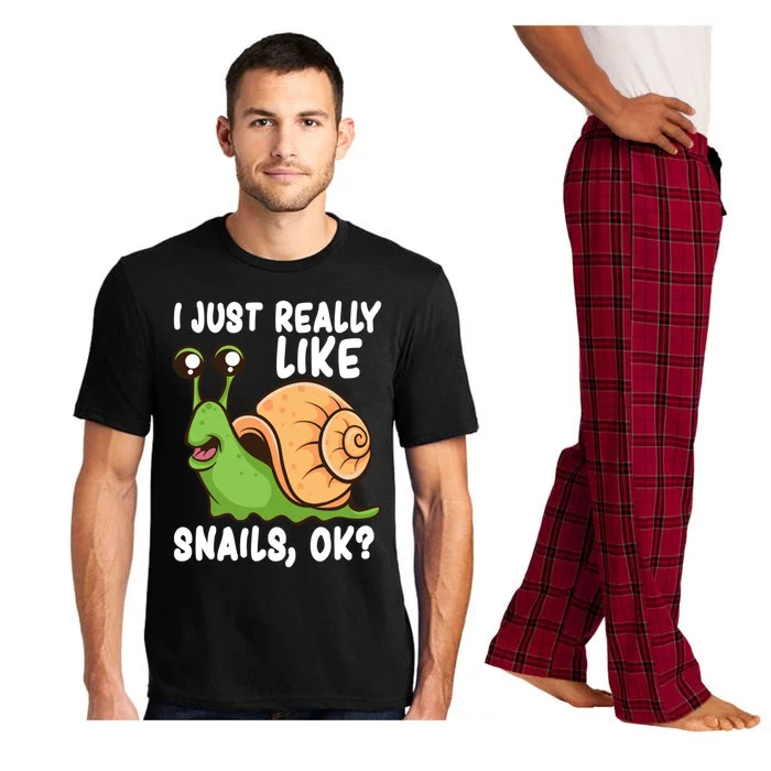 I Just Really Like Snails Ok Funny Snail Lover Gift Great Gift Pajama Set