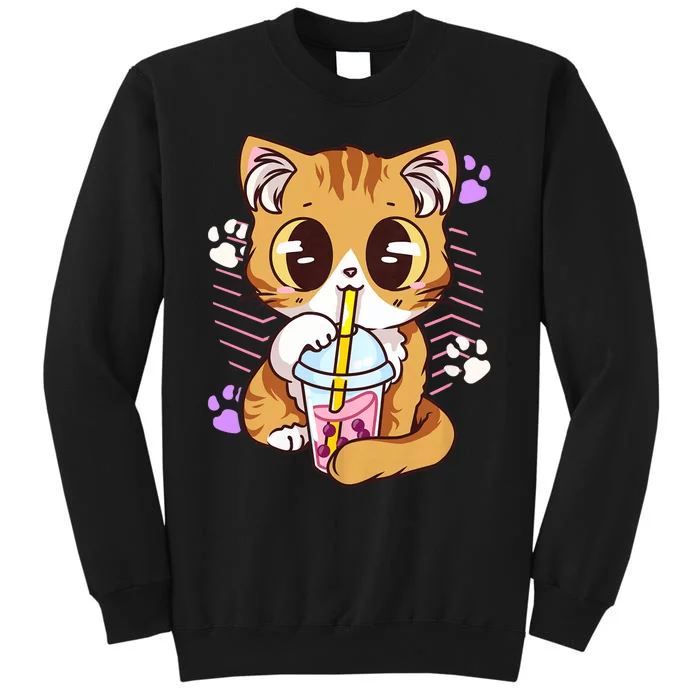 I Just Really Love Anime Cute Kawaii Cat Boba Bubble Milk Tea Anime Neko Kitten Sweatshirt