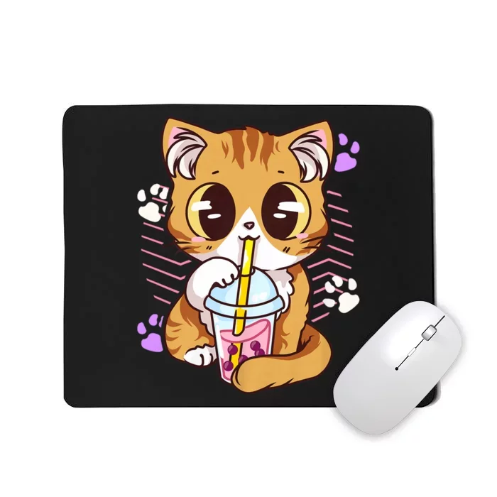 I Just Really Love Anime Cute Kawaii Cat Boba Bubble Milk Tea Anime Neko Kitten Mousepad