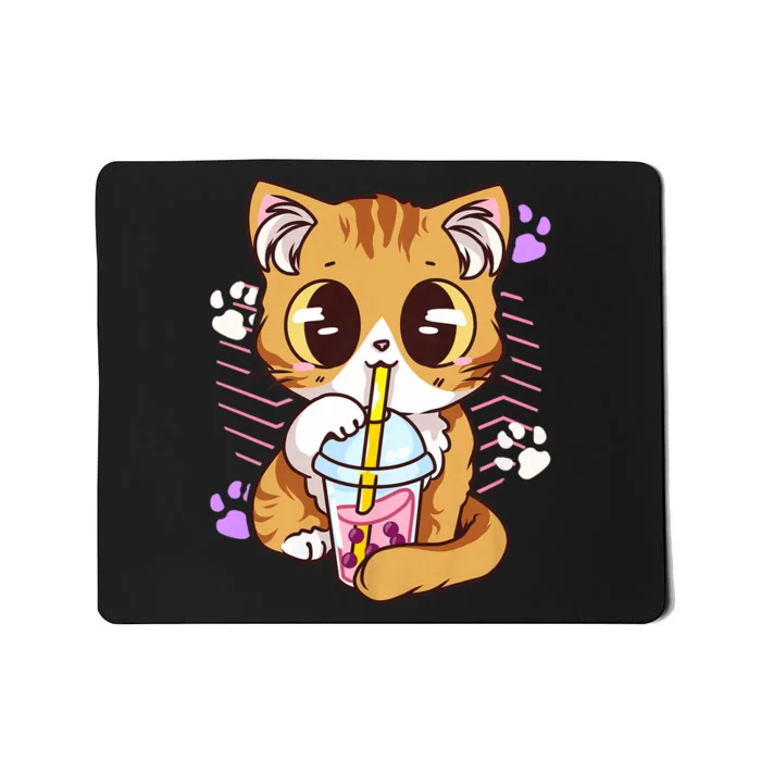 I Just Really Love Anime Cute Kawaii Cat Boba Bubble Milk Tea Anime Neko Kitten Mousepad