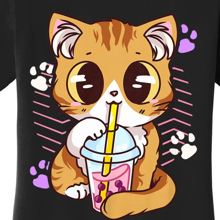 I Just Really Love Anime Cute Kawaii Cat Boba Bubble Milk Tea Anime Neko Kitten Women's T-Shirt