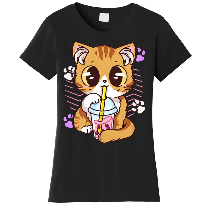 I Just Really Love Anime Cute Kawaii Cat Boba Bubble Milk Tea Anime Neko Kitten Women's T-Shirt