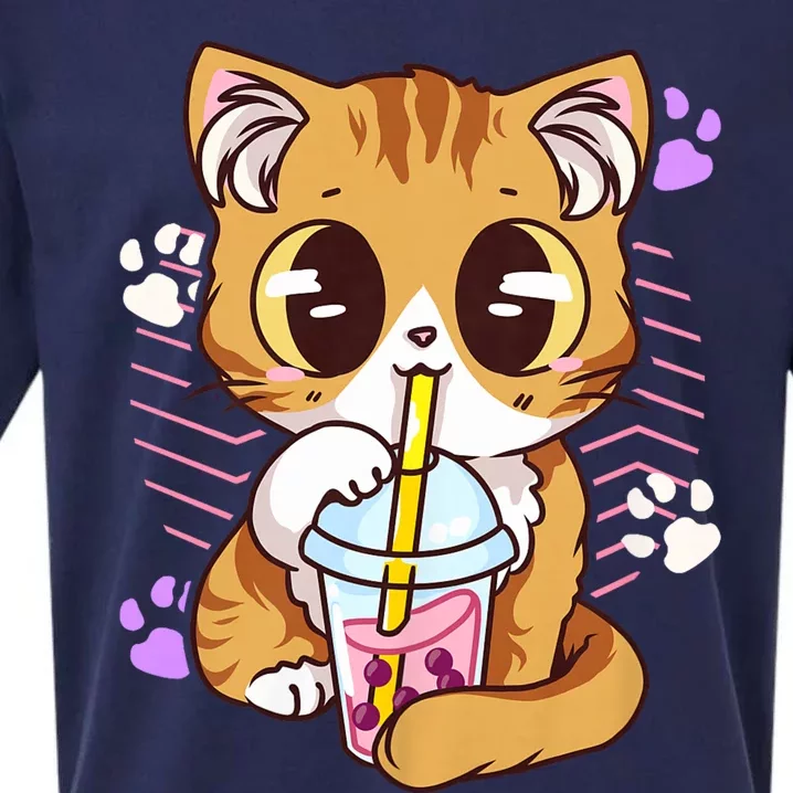 I Just Really Love Anime Cute Kawaii Cat Boba Bubble Milk Tea Anime Neko Kitten Sueded Cloud Jersey T-Shirt