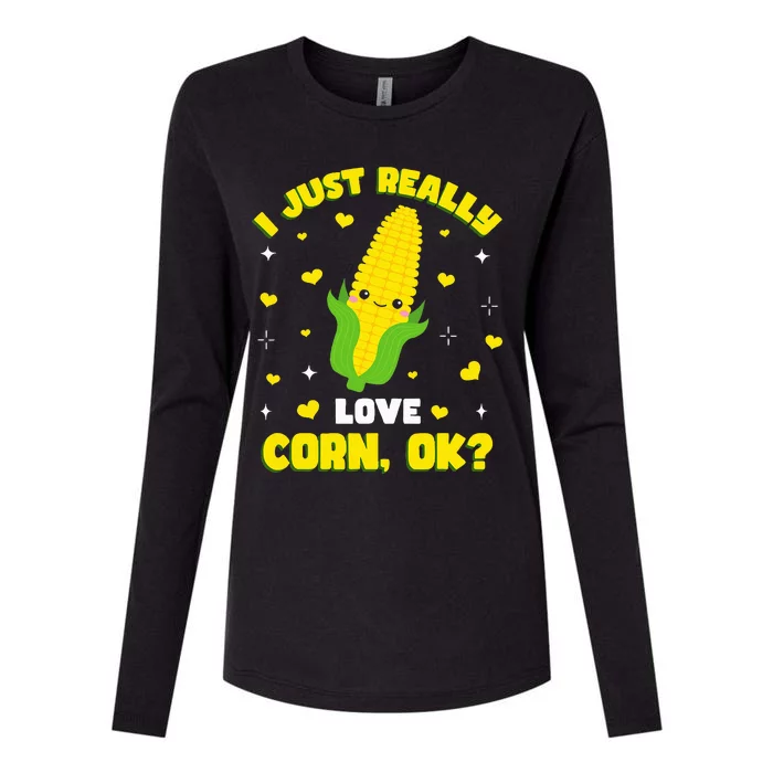 I Just Really Love Corn Womens Cotton Relaxed Long Sleeve T-Shirt