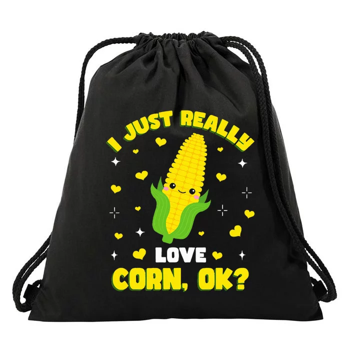 I Just Really Love Corn Drawstring Bag