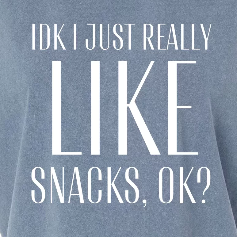 I Just Really Like Snacks Funny Garment-Dyed Women's Muscle Tee