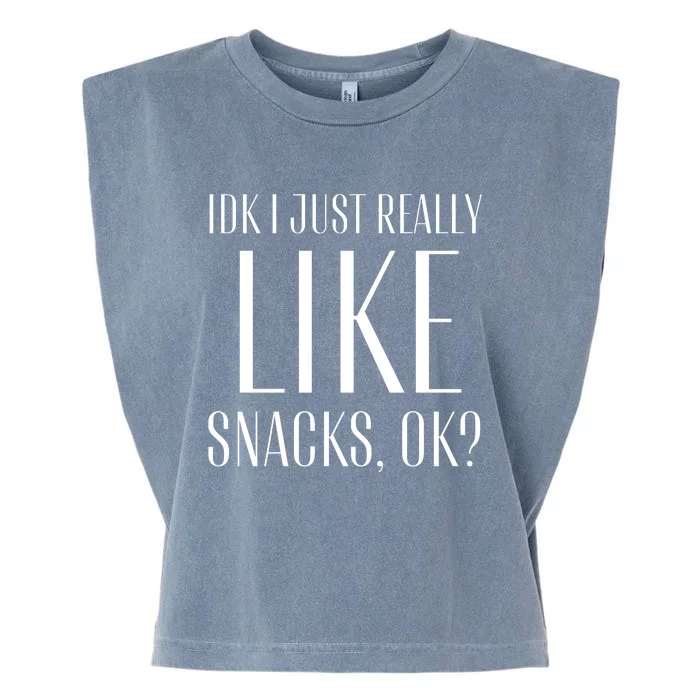 I Just Really Like Snacks Funny Garment-Dyed Women's Muscle Tee