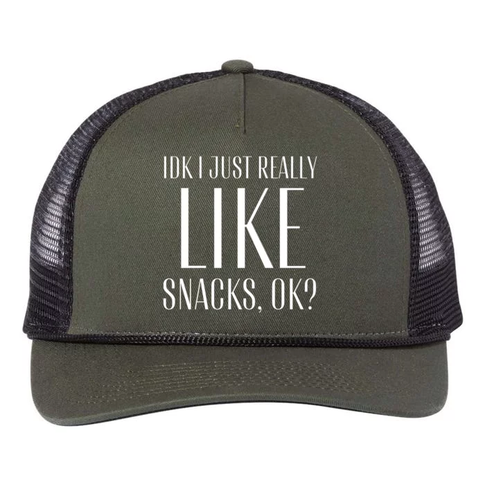 I Just Really Like Snacks Funny Retro Rope Trucker Hat Cap