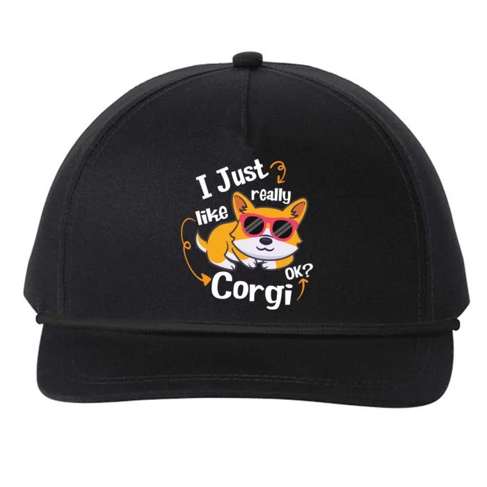 I Just Really Like Corgi Ok? Funny Corgi Dog Puppy Lover Gift Snapback Five-Panel Rope Hat