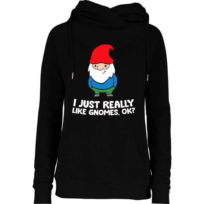 I Just Really Like Gnomes, Ok? Garden Gnome Premium Womens Funnel Neck Pullover Hood