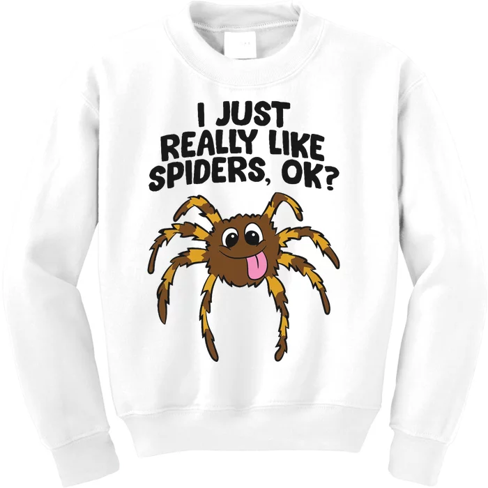 I Just Really Like Spiders Ok Love Spiders Kids Sweatshirt