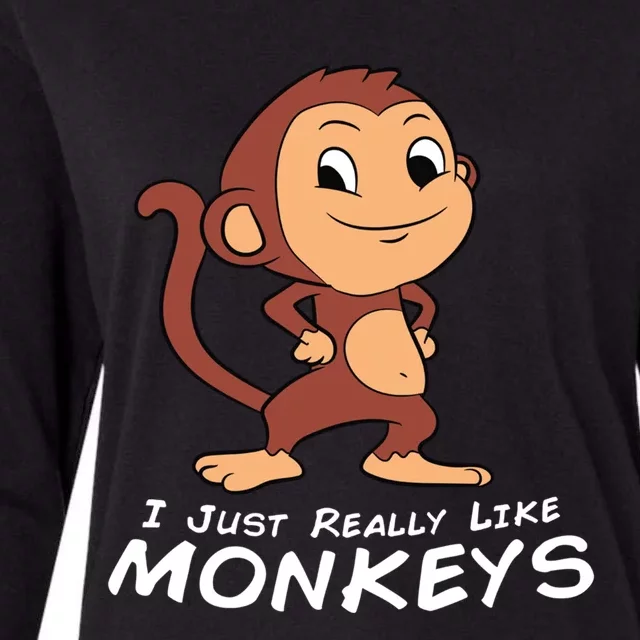 I Just Really Like Monkeys Funny Monkey Gift Womens Cotton Relaxed Long Sleeve T-Shirt