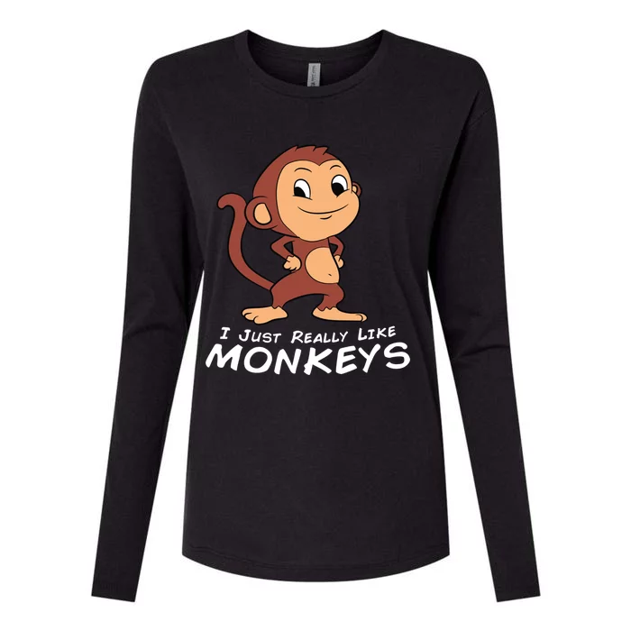 I Just Really Like Monkeys Funny Monkey Gift Womens Cotton Relaxed Long Sleeve T-Shirt