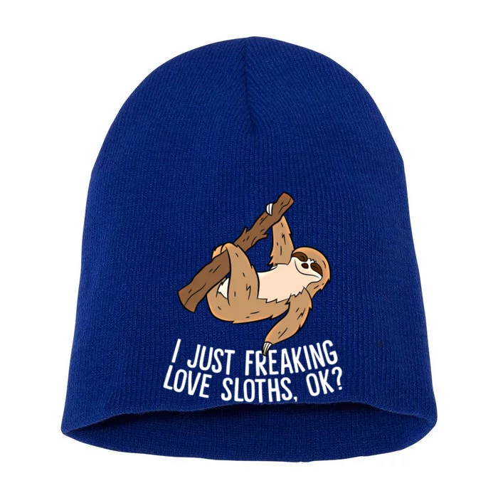 I Just Really Like Sloths Ok? Love Sloths Meaningful Gift Short Acrylic Beanie