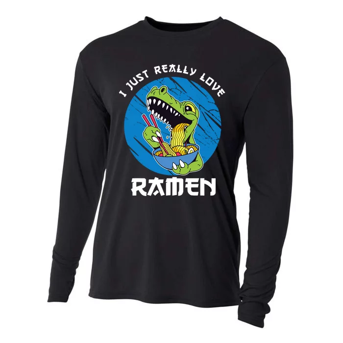 I Just Really Love Ra Japanese Noodles Kawaii Anime Cat Cooling Performance Long Sleeve Crew