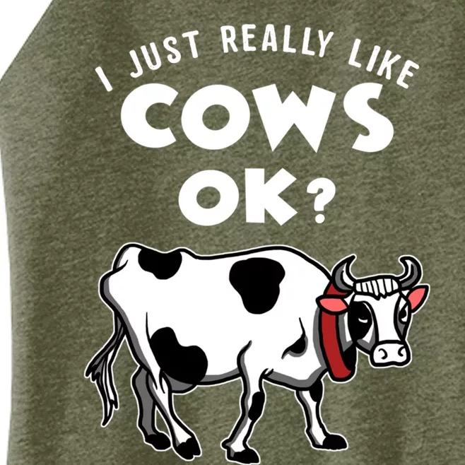 I Just Really Like Cows Ok Gift Women’s Perfect Tri Rocker Tank