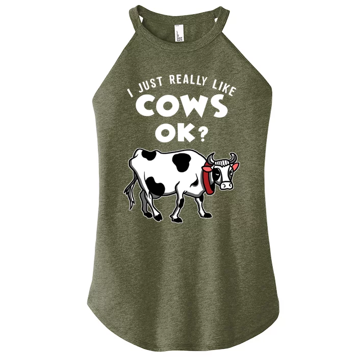 I Just Really Like Cows Ok Gift Women’s Perfect Tri Rocker Tank