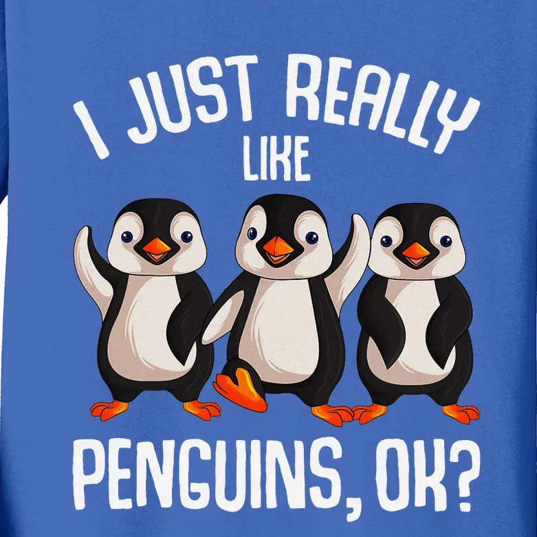 I Just Really Like Penguins Kids Long Sleeve Shirt