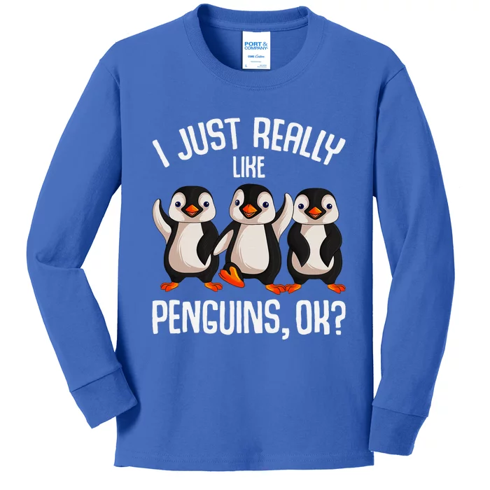 I Just Really Like Penguins Kids Long Sleeve Shirt