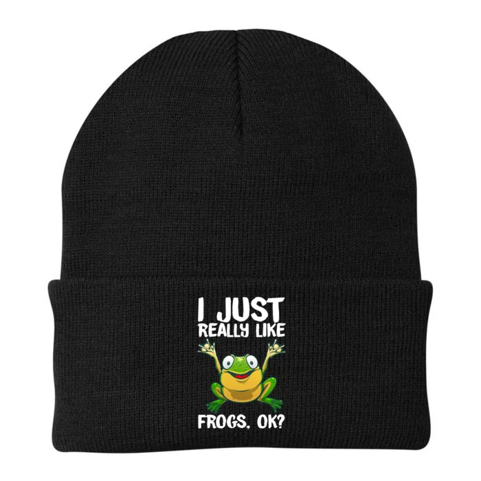 I Just Really Like Frogs Ok ? Funny Frog Gift Cool Tadpole Frog Lover Knit Cap Winter Beanie