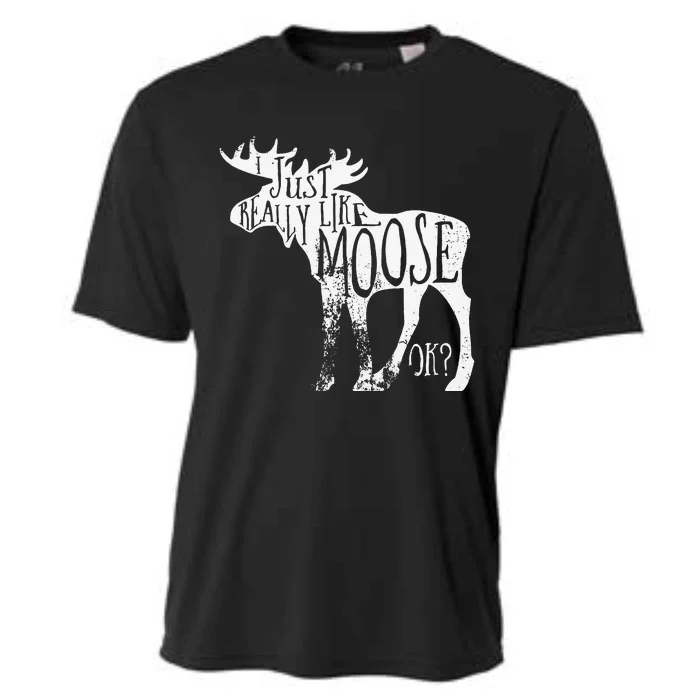 I Just Really Like Moose Stuff Christmas Cooling Performance Crew T-Shirt