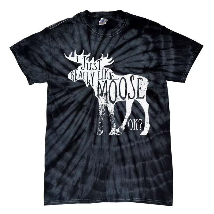 I Just Really Like Moose Stuff Christmas Tie-Dye T-Shirt