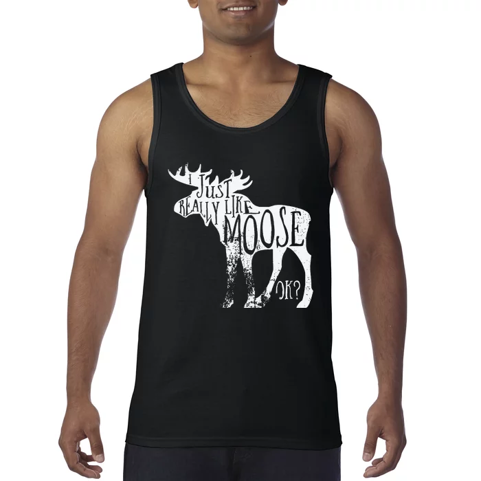 I Just Really Like Moose Stuff Christmas Tank Top