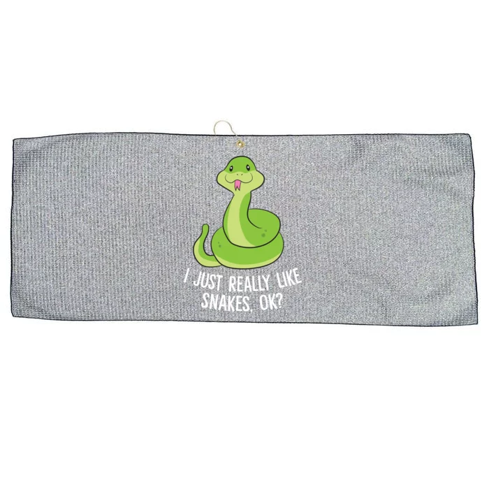 I Just Really Like Snakes Ok Funny Snake Reptile Python Funny Gift Large Microfiber Waffle Golf Towel