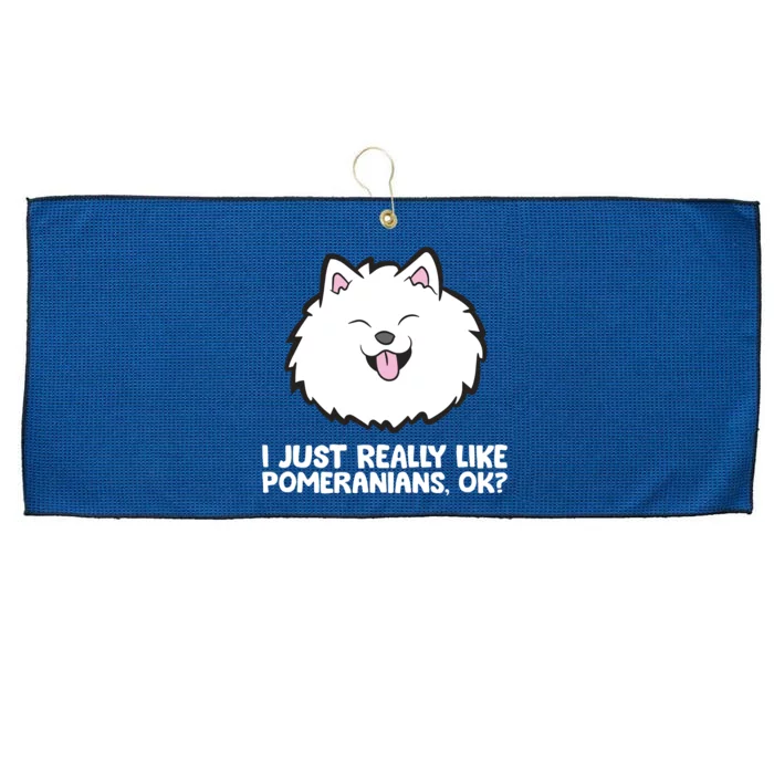 I Just Really Like Pomeranians Ok Cute Pomeranian Dog Large Microfiber Waffle Golf Towel