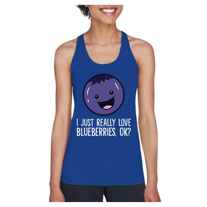 I Just Really Like Blueberries Kawaii Blueberry Women's Racerback Tank