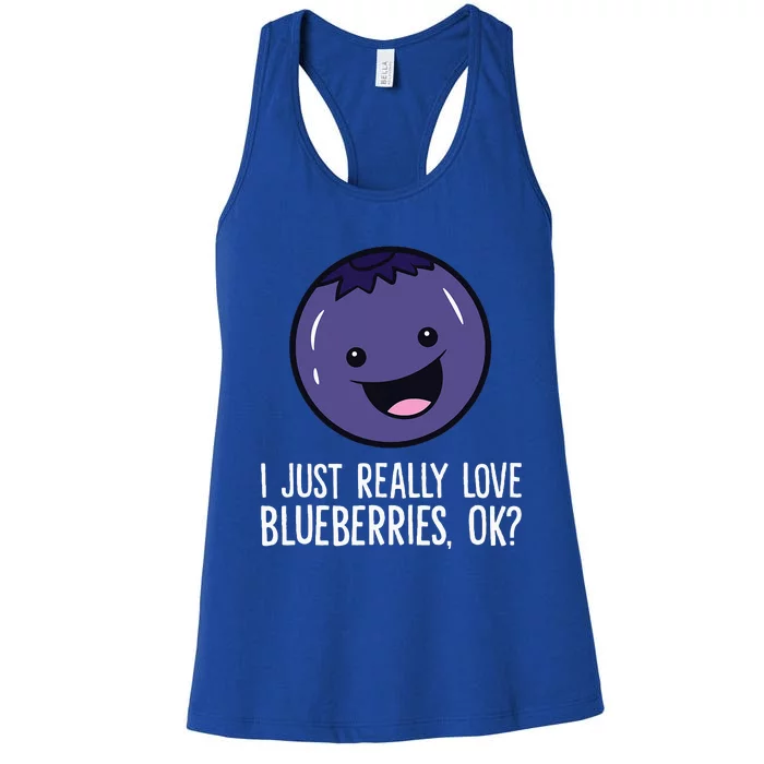 I Just Really Like Blueberries Kawaii Blueberry Women's Racerback Tank