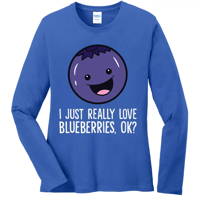 I Just Really Like Blueberries Kawaii Blueberry Ladies Long Sleeve Shirt