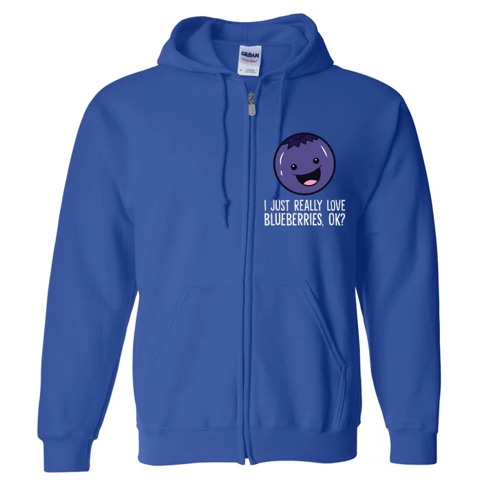 I Just Really Like Blueberries Kawaii Blueberry Full Zip Hoodie