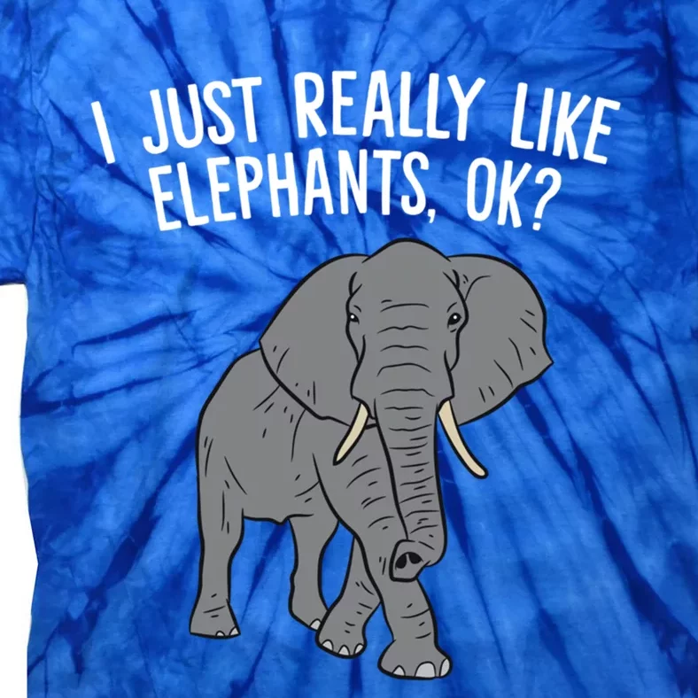 I Just Really Like Elephants Ok? Love Elephants Gift Tie-Dye T-Shirt