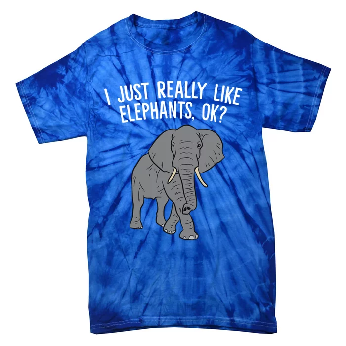 I Just Really Like Elephants Ok? Love Elephants Gift Tie-Dye T-Shirt