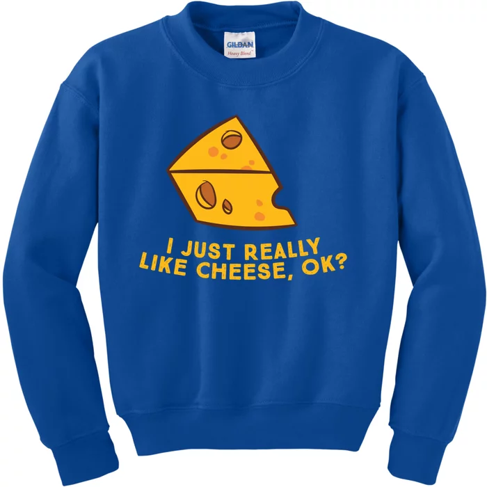 I Just Really Like Cheese Ok Funny Cheese Lover Food Humor Meaningful Gift Kids Sweatshirt