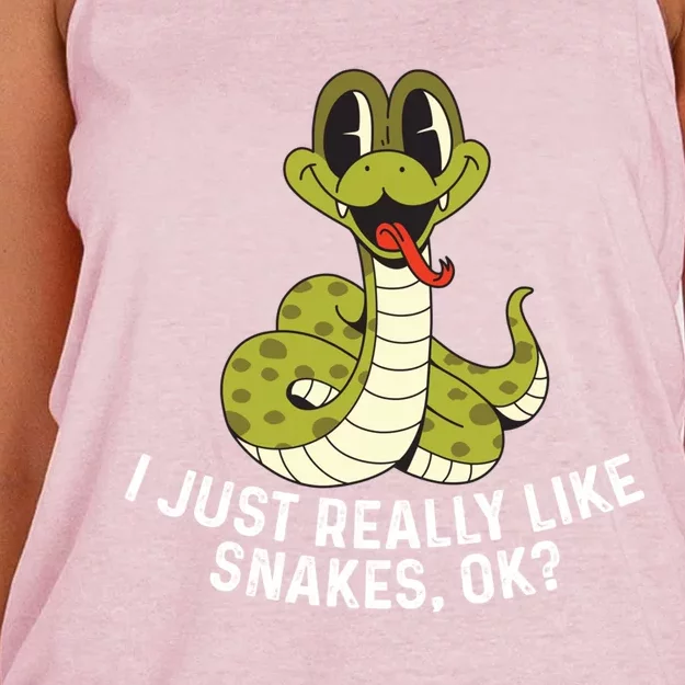 I Just Really Like Snakes Ok Reptile Gift Women's Knotted Racerback Tank