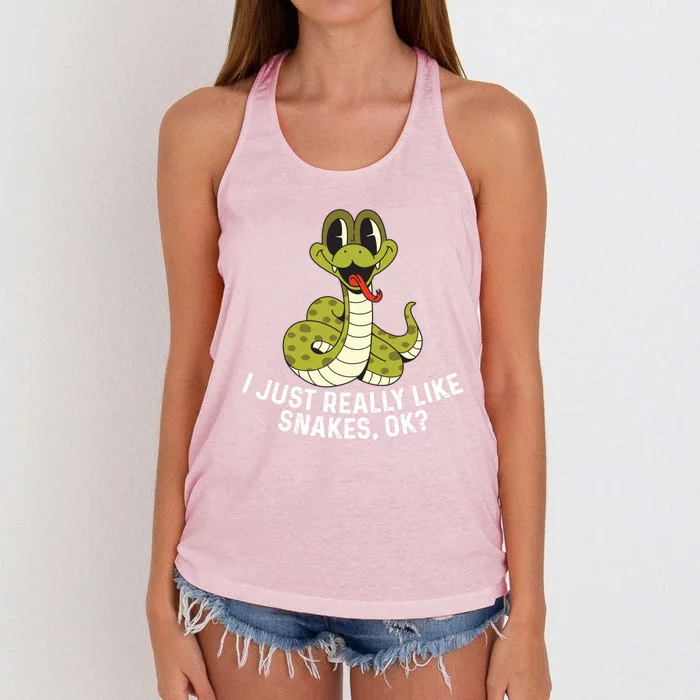 I Just Really Like Snakes Ok Reptile Gift Women's Knotted Racerback Tank