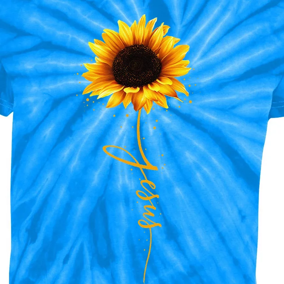 Inspirational Jesus Sunflower Gift God Christian Flower Kids Tie-Dye T-Shirt