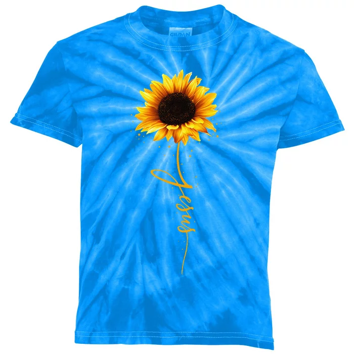 Inspirational Jesus Sunflower Gift God Christian Flower Kids Tie-Dye T-Shirt