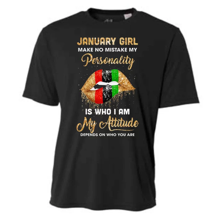 I'm January Sexy Lip Black Wo Aquarius Birthday Gift Cooling Performance Crew T-Shirt