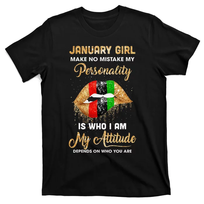 I'm January Sexy Lip Black Wo Aquarius Birthday Gift T-Shirt