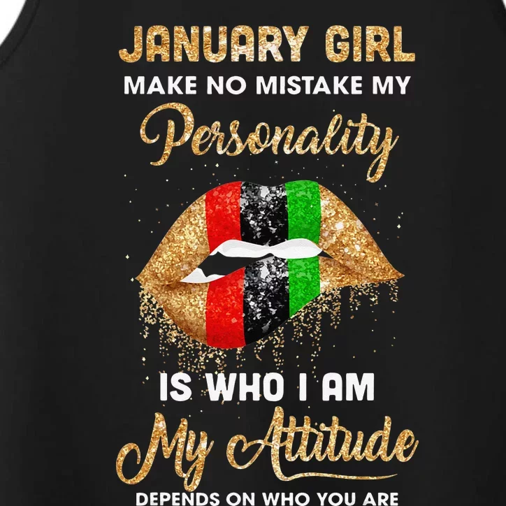 I'm January Sexy Lip Black Wo Aquarius Birthday Gift Performance Tank