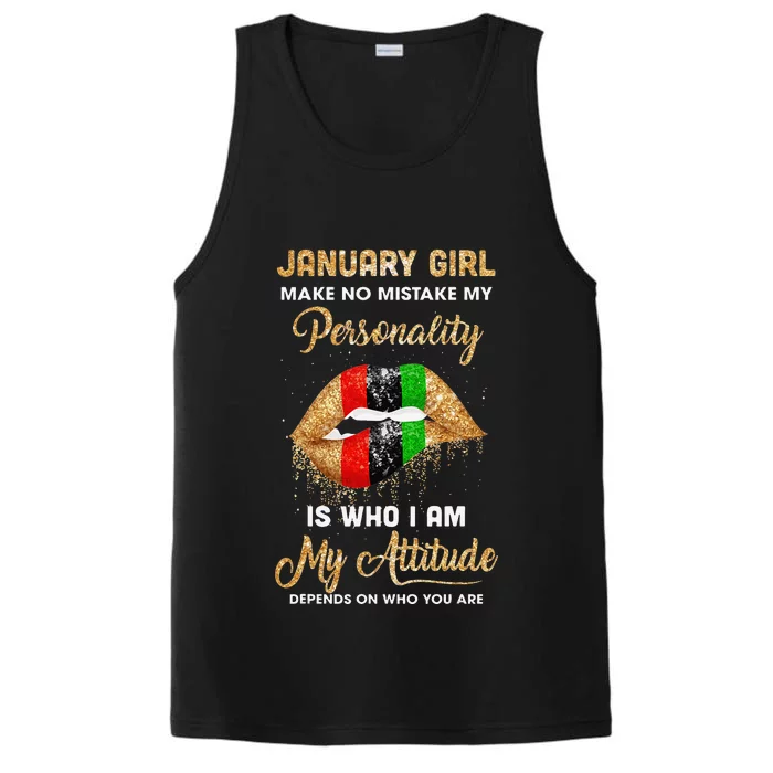 I'm January Sexy Lip Black Wo Aquarius Birthday Gift Performance Tank