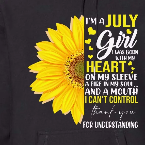 Im July Sunflower Matching Born On July Birthday Premium Hoodie